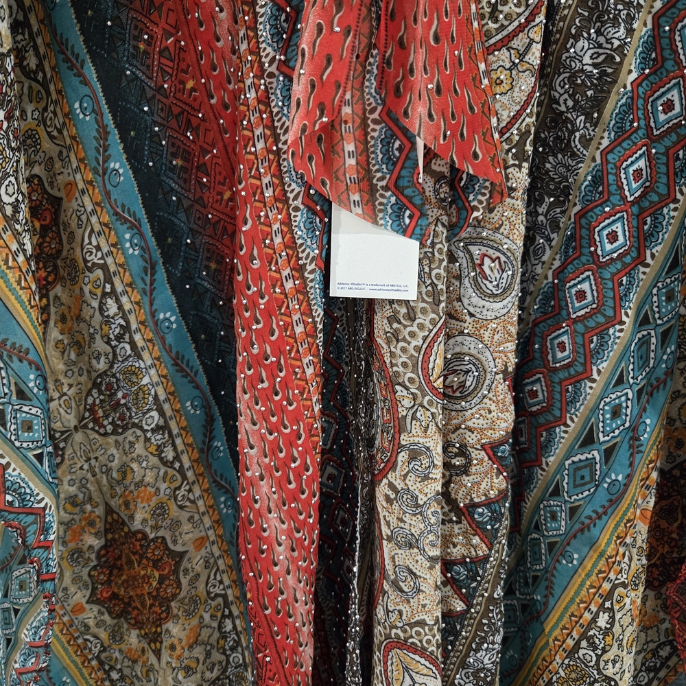 NEW Adrienne Vittadini Kimono & Hat Cover up Set Rhinestones Luxury Boho Summer - Picture 3 of 13